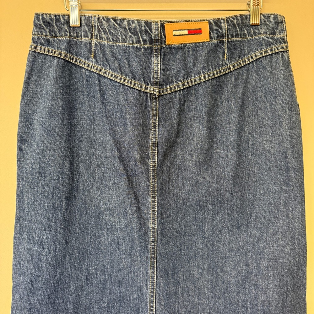 Vintage Tommy Hilfiger Jeans Y2K Cowgirl Denim Maxi Skirt Patch Pocket Size 14 - Picture 9 of 14